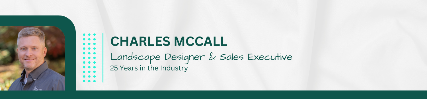 graphic featuring Fine Landscapes Landscape Designer Charles McCall for World Landscape Architecture Month